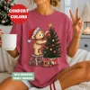 Christmas Teddy Bear Shirt | Teddy Bear Decorating Christmas Tree Graphic Tee | Vintage Christmas Bear Shirt for Women | Cute Holiday Graphic T-Shirt | Cozy Christmas Tee | Nostalgic Christmas Gift | Ash Grey Tee