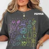 Women’s Neon Halloween Doodles Tshirt – Unisex Relaxed-Loose Fit, Everyday Comfort Cotton, Athletic Boho Style Top, Printed in the USA Women’s Neon Halloween Doodles Tshirt – Unisex Relaxed-Loose Fit, Everyday Comfort Cotton, Athletic Boho Style Top, Printed in the USA