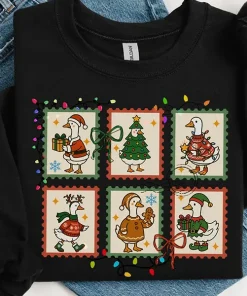 Silly Goose Christmas Sweatshirt, Funny Holiday Crewneck, Vintage Christmas Lights Sweater, Cute Goose Gift Shirt, Cozy Winter Pullover