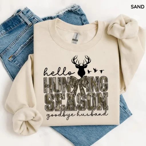Vintage Hello Hunting Season Goodbye Husband Sweatshirt , Hunting Lover Sweater , Deer Hunters Shirt , Camo Sweatshirt, Hunting Lover Gift, Funny Hunting Widow Crewneck, Cute Country Pullover – HUNTWEAR SHOP