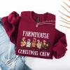 Farmhouse Christmas Crew Sweatshirt, Christmas Chicken Crewneck, Xmas Lights Chicken Shirt, Funny Holiday Farm Outfit, Country Farmer Christmas Sweater, Festive Santa Chicken Graphic Jumper, Cute Farm Animal Christmas Gift for Women & Men